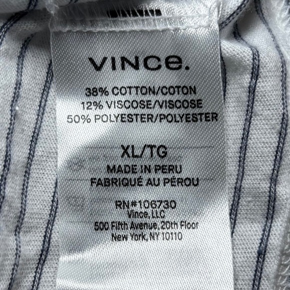 Vince Striped White Crop T-shirt XL Extra Large Soft Cotton Blend Casual - Picture 9 of 10